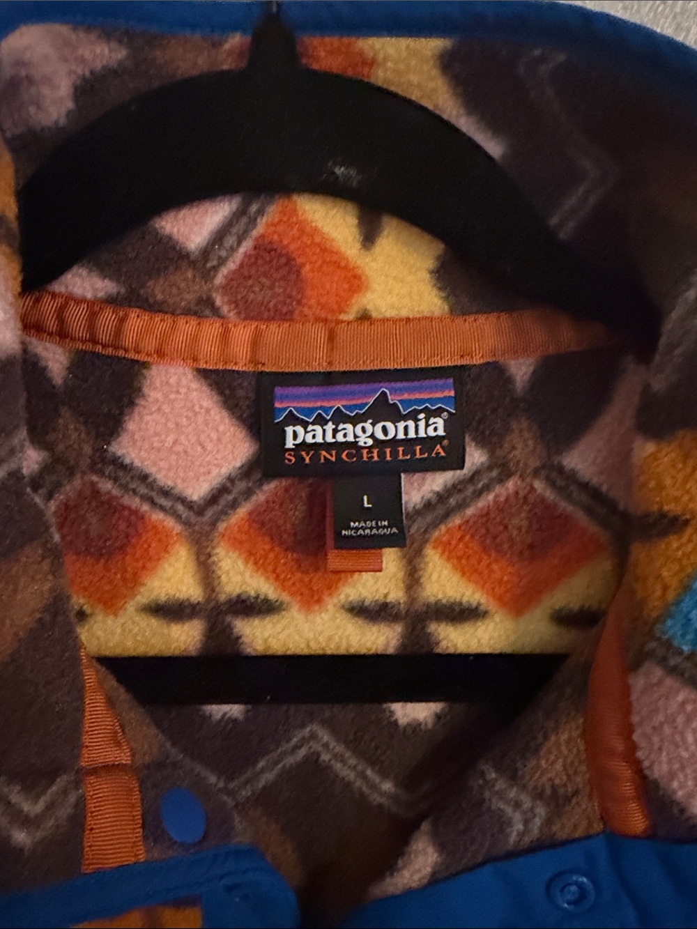 Patagonia Multicolor Geometric Snap-T Fleece Jacket - Brown/Blue/Pink/Orange - Picture 2 of 4